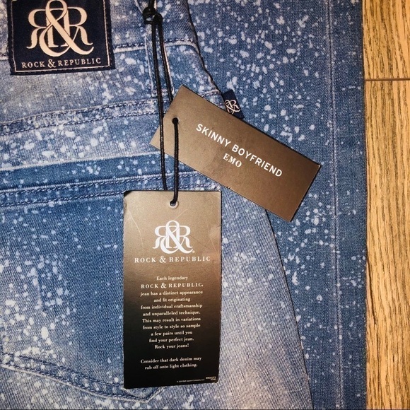 NWT Rock & Republic Splatter Boyfriend Skinny Jeans Size 0M - Picture 10 of 12